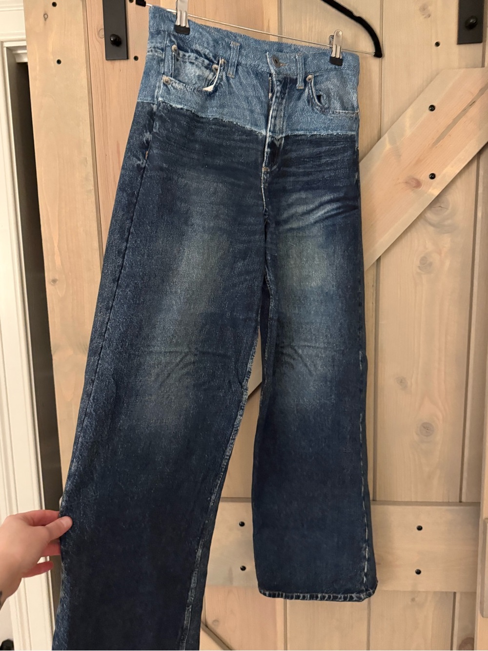 EUC Elan Two Tone Wide-Leg Sweatpant Jeans - Picture 5 of 14